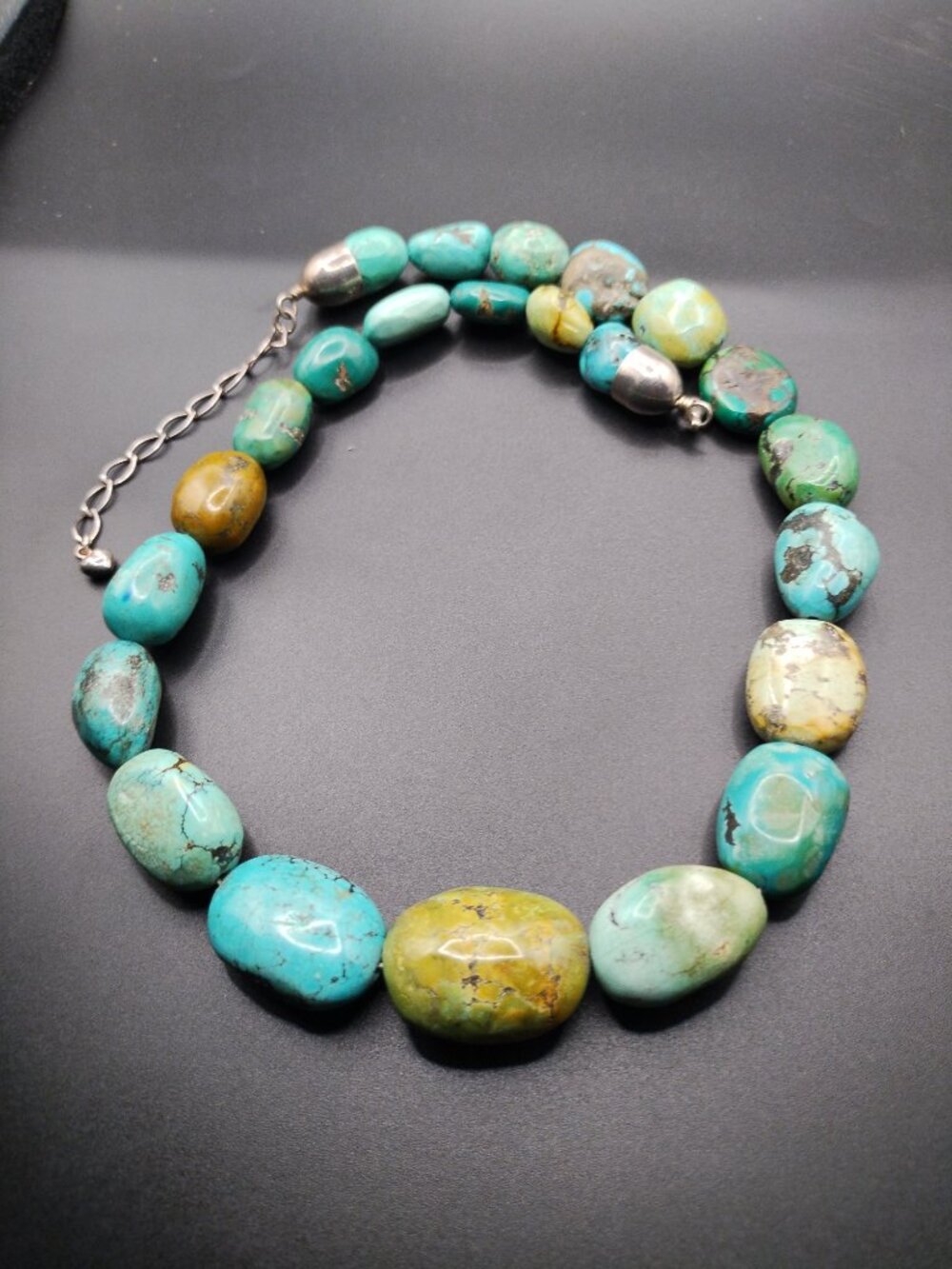 Jay King DTR Hubei Turquoise nugget necklace 925 Sterling Silver Chunky - Picture 5 of 9